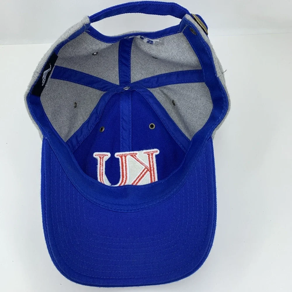 KU Kansas Jayhawks Hat Blue Gray Adidas Adjustable Strapback OSFA Baseball Cap